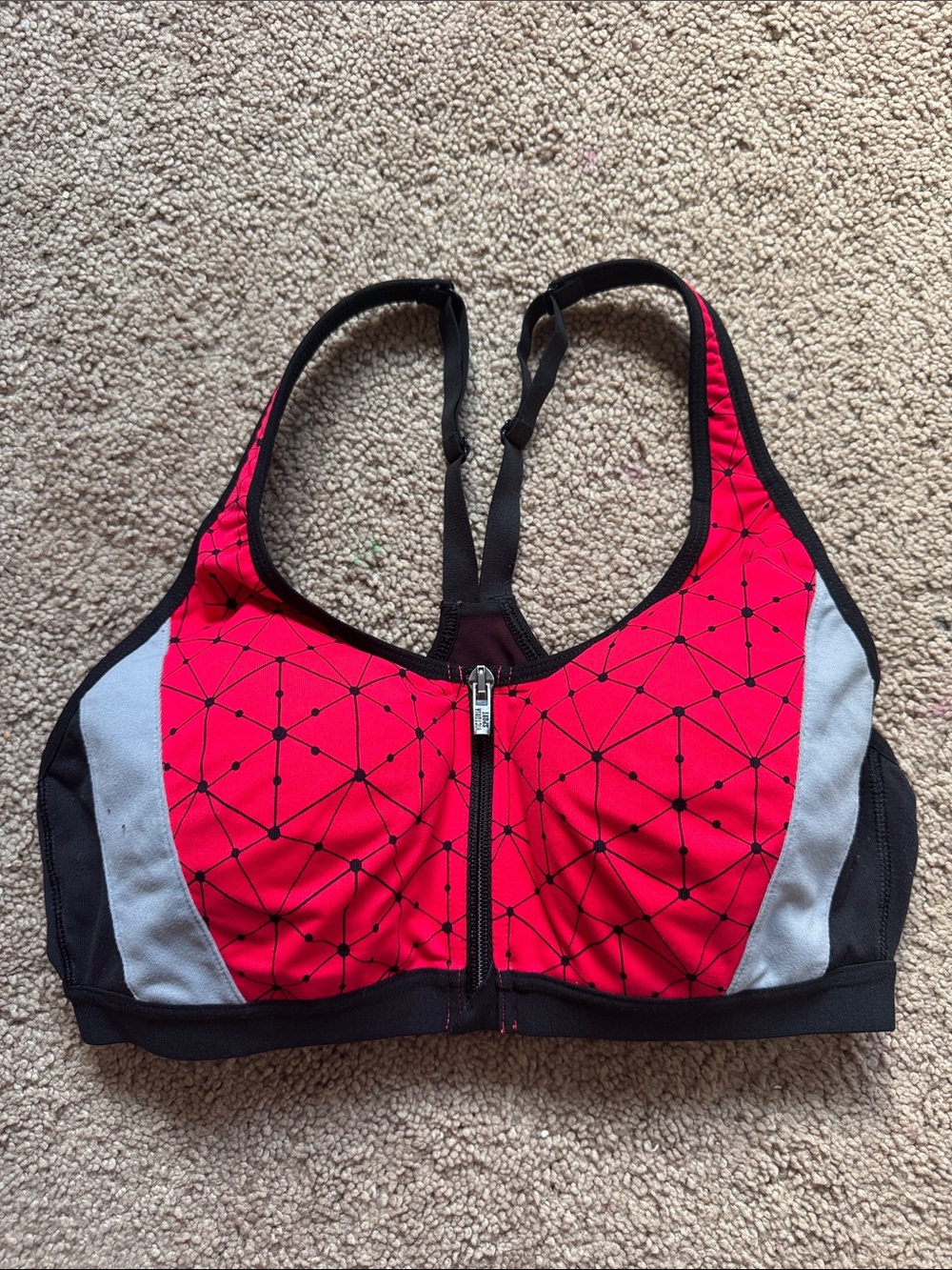 Victoria's Secret Hot Pink Front-Zip Racerback Sports Bra